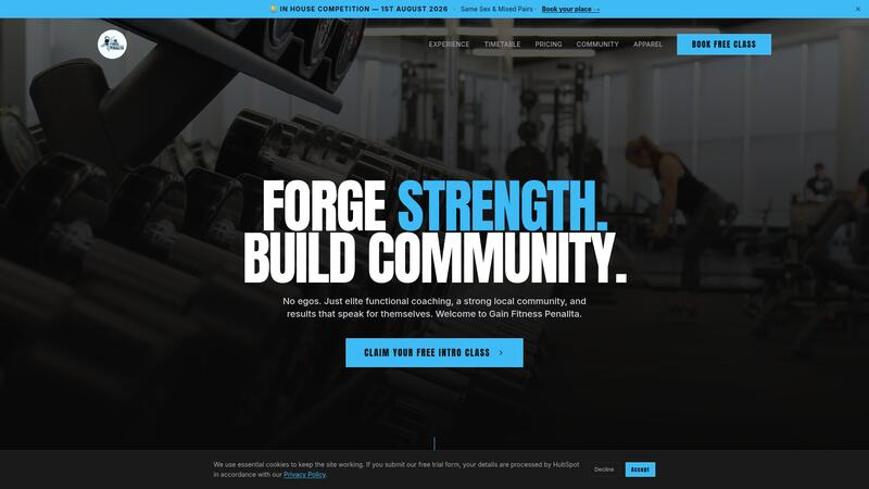 Gain Fitness Penallta website screenshot